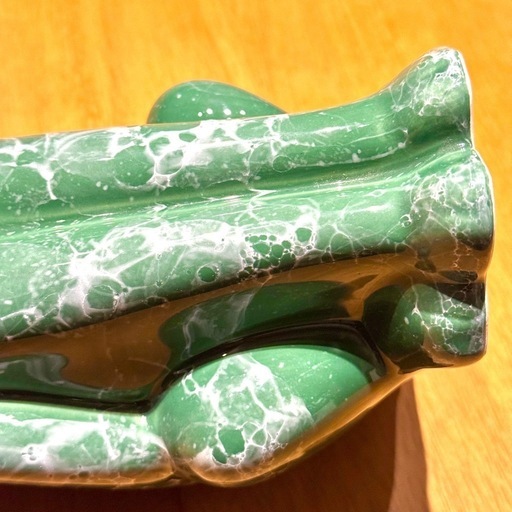 貴重 レア レトロ ヴィンテージ 猫 置物 ポルトガル製 アンティーク 緑色 貴重 レア レトロ ヴィンテージ 猫 置物 ポルトガル製 アンティーク 緑色