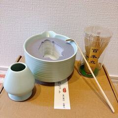 【新品】 【4点セット】抹茶セット 茶道具 初心者 自宅用 お点前セット 抹茶茶碗 百本立 お手入れも簡単 緑02Bの画像