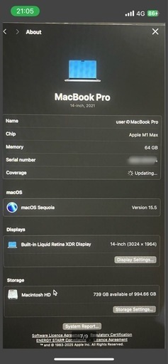 完動品　M1 Max MacBook Pro 14インチ 64GB 1TBGPU32コア