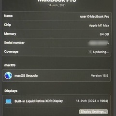 完動品　M1 Max MacBook Pro 14インチ 64GB 1TBGPU32コアの画像