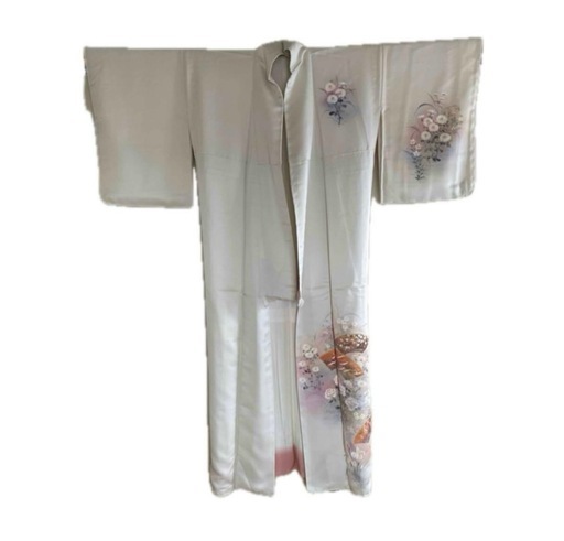 【新品未使用・仕立て糸付き】正絹 訪問着 花柄 袋帯・小物に合わせやすい淡色系