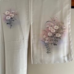 【新品未使用・仕立て糸付き】正絹 訪問着 花柄 袋帯・小物に合わせやすい淡色系の画像