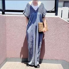 売り切れ続出！しまむらlaxdantiaデニムシャーリングサロペットブルーの画像