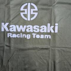 KAWASAKI Racing Team　ロゴ　軽量、速乾、通気性、吸汗メッシュ Tシャツ　オリーブグリーン　Lサイズの画像