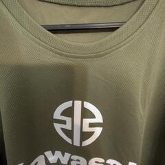KAWASAKI Racing Team　ロゴ　軽量、速乾、通気性、吸汗メッシュ Tシャツ　オリーブグリーン　Lサイズの画像
