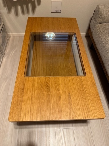 9/9まで掲載【unico ローテーブル／ナチュラル&times;ガラス】