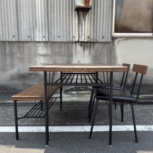 🪑LOWYA/🔴新品約10万円】ロウヤ ダイニングテーブルベンチセット 4人