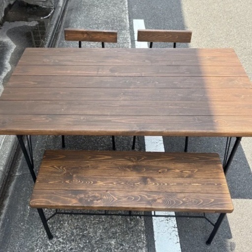 🪑LOWYA/🔴新品約10万円】ロウヤ ダイニングテーブルベンチセット 4人