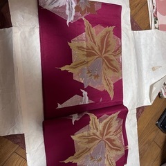 【極美品】名古屋帯 花柄 赤系 アンティーク レトロの画像
