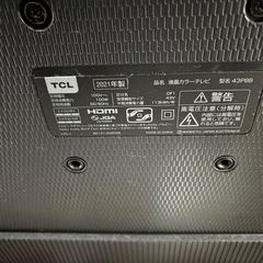 2021年式 43インチ液晶4Kテレビ TCL ジャンク品の画像