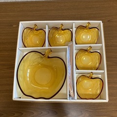 【未使用/昭和レトロ/お引取り限定】■りんご形ガラス食器■アップ...