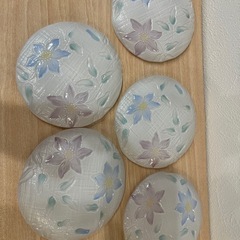 花柄円形皿 5枚セット　ガラスの画像