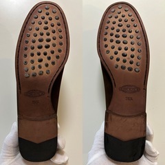 トッズTOD'Sレディースローファースリッポンシューズスエードシューズくつクツ女性用婦人靴ダークブラウン焦茶色イタリア製概ね美品の画像