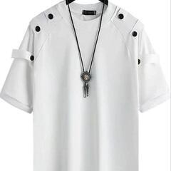 メンズtシャツ メンズ 七分袖 無地大きいサイズビックシルエット夏 Mの画像
