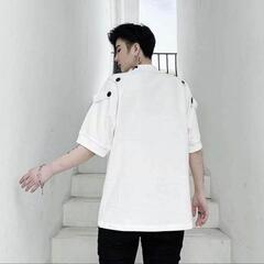 メンズtシャツ メンズ 七分袖 無地大きいサイズビックシルエット夏 Mの画像