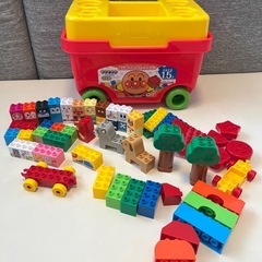【美品】アンパンマン  はじめてのブロックワゴン（おまけ付き）の画像