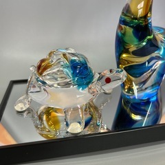 ガラス細工　ガラス製品【MultiGlass】鶴と亀 の画像