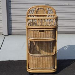 0905-23　ラタンランドリーBOX（キャスター付き）