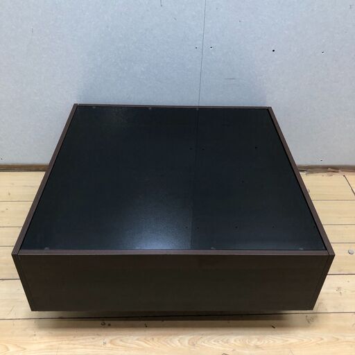 ガラス天板 センターテーブル ローテーブル 引き出し収納付き ダークブラウン モダン シンプル収納家具　【糸島市内 送料無料】250904-4