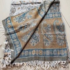 カシミヤ 大判ストール 薄手 エスニック タイ インポート フリンジ ストールの画像
