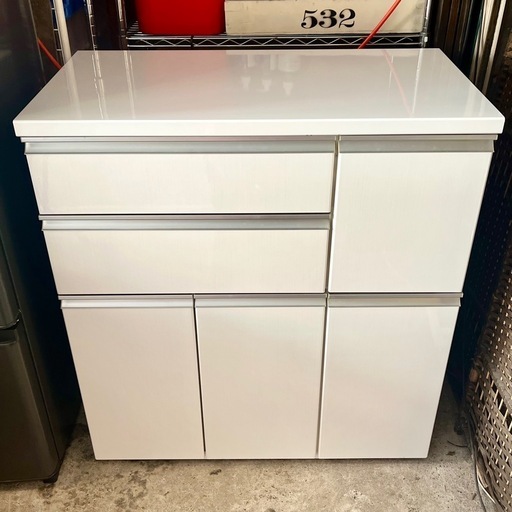 【武蔵小山店】配達可！　レンジ台 レンジボード スライドレール キッチンカウンター カウンター キッチン 食器棚 白 ホワイト おしゃれ  品川区 リサイクルショップ ランバールーム 武蔵小山店 武蔵小山パルム 戸越銀座