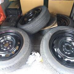 14インチ6J太鉄チンホイール×バリ山タイヤセット★155/65-14引っ張り★4H-100＋45★軽カスタム　軽トラ　軽ワゴン　ツライチの画像