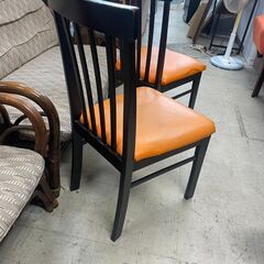 ダイニングチェア　No.4473　レザー　オレンジ/ダークブラウン　【リサイクルショップどりーむ荒田店】の画像