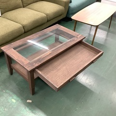 家具ならトレファク吉川店！！   引出付ローテーブル　ダークブラウンの画像