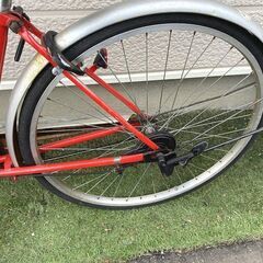 ■赤い シティーサイクル ママチャリ 27インチ ジャンク扱いの画像