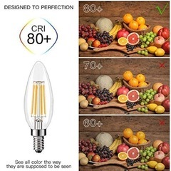 新品！12個入 LED フィラメント電球 C35 シャンデリア電球 4W 350LM E12口金 蝋燭型 電球色 2700K暖色ウォームホワイト 40W形相当 透明グラス (4 ワット, 透明)の画像