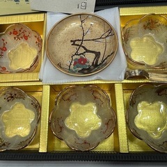 光琳会  ガラス 食器 和風 小鉢 絵皿 スプーン セット 川村硝子 0904-013の画像