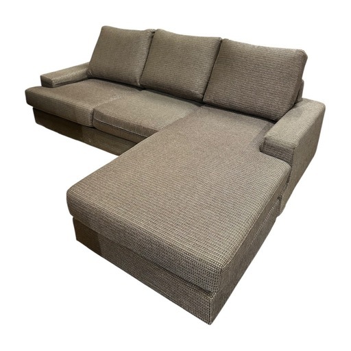 3人がけL字ソファ 茶色