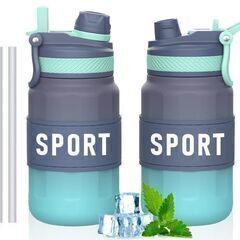 【全国発送のみ可】ストロー ボトル 500ml プラスチック ウオーターボトル 水筒 ドリンクボトル スポーツ bpaフリー 軽量 シリコンリング 持ち手 付き 漏れない　業者歓迎　転売OK　倒産品　まとめ売り　ネット商材　アマゾン引き上げ商品　メルカリ　副業の画像
