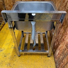 (s7458) アズマ ステンレス製 1槽シンク W600D600H800BG100 流し台 厨房 飲食店 店舗用 中古 直接お引き取りも大歓迎 大阪の画像