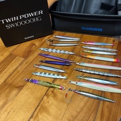 ツインパワーsw10000HG 激闘ジグ他60〜100gジグとケースセットの画像