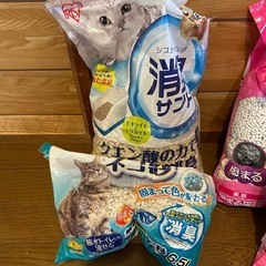 アイリスオーヤマ　上から猫トイレ2個、脱臭ワイド扉付き、固まる猫砂の画像