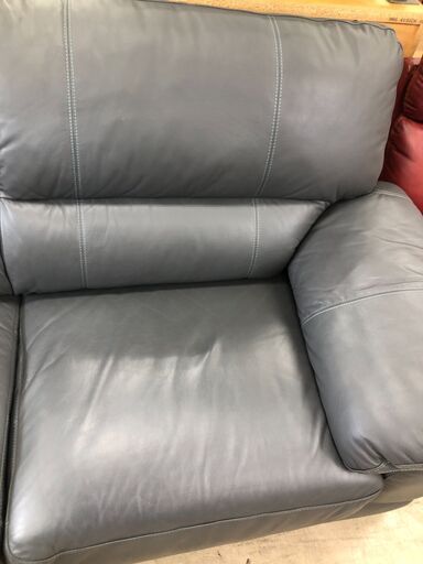 【ジャングルジャングルサカイ石津店】NITORI　ニトリ　ソファー　ウォール2　二人用　レザー　幅195cm　グレー　新生活　 クリー