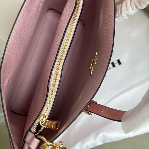 [コーチ] mollie ピンク トートバッグ logo シンプルでオシャレ 斜め掛けショルダーバッグ