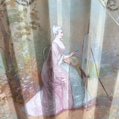 フランス アンティーク 素敵な ガラスケース 飾り扇子の画像