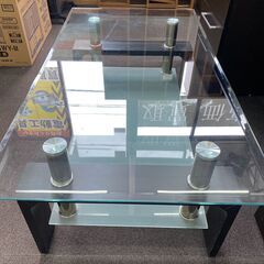 店頭引き渡し 中古 ローテーブル ガラステーブル 2段 家具 の画像