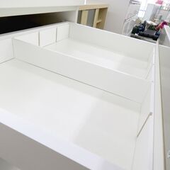 北海道 千歳市/恵庭市 近郊配送 引き出し付き キッチン収納ボード 家具 ホワイト 店頭でのお受渡し大歓迎の画像