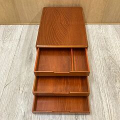 商談中　文箱　書道具入れ 箱　レトロ　木製　2段　小物入れ　引き出しの画像