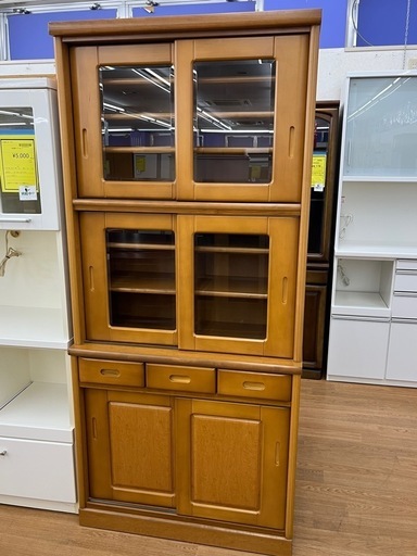 ☆ドリーム荒牧店☆ジモティー割引有☆ 【クリーニング済み】ツカサ工芸/スライド扉付き食器棚