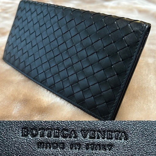 ボッテガヴェネタイントレチャートロングウォレット長財布ボッテガベネタ札入れメンズ男性用紳士ブラック黒 BOTTEGA VENETA