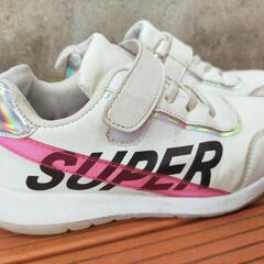 ホワイト×ロゴ スニーカー 20cmの画像