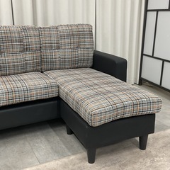 KI-4【新入荷　アウトレット品】レオーネ/チェック柄　カウチソファ1850の画像