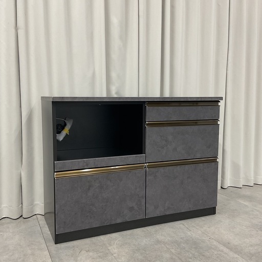 KI-8【新入荷　アウトレット品】ジーマ120/ストーン調　メラミントップ　キッチンカウンター　グレー