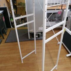 冷蔵庫上ラック 幅60×高180㎝ ホワイト×ナチュラル ゴミ箱上ラック 棚板高さ調節可能 キッチンラック　西岡店の画像