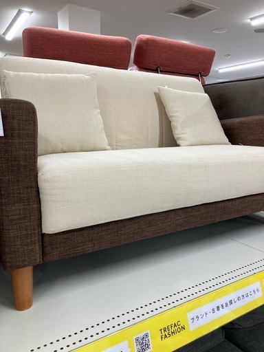 2人掛けソファー　ファブリック　ベージュ【トレファク堺福田】
