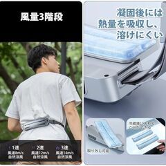 PCM冷却付き腰掛け扇風機 Wベルトファン 携帯扇風機 3段階風量 腰囲-115cm USB-C 5000mAh 熱中症対策 暑さ対策  屋外作業の画像